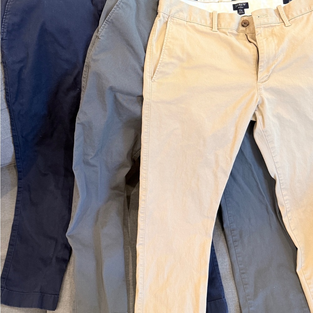 J.Crew Classic slim Chino Pants - Tan, Gray, and Navy bundle